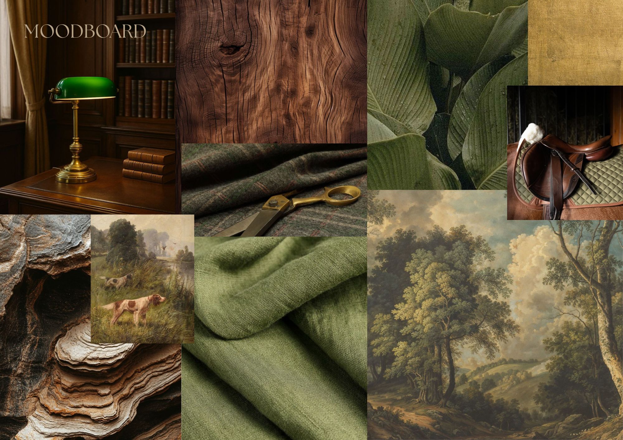 Moodboard natur/rustik/varmt/trä/metall